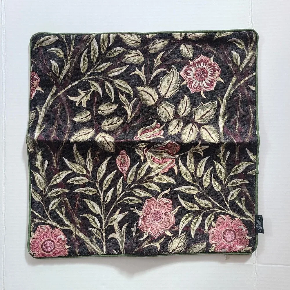 Apolena Decorative Pillow Cover Set Of 2 Jacquard Black Floral 17 in x 17 in